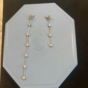 Swarovski Silver Dangle Earrings with Minimalist Design
